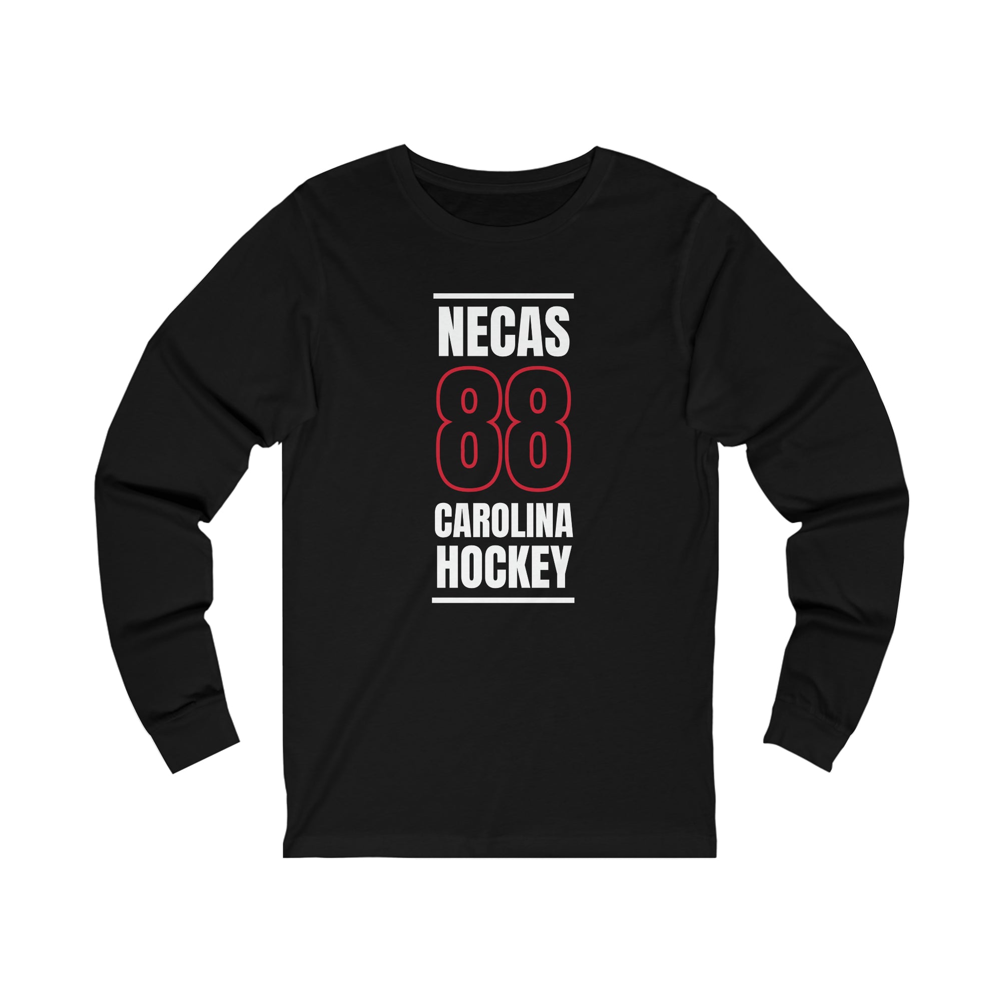 Necas 88 Carolina Hockey Black Vertical Design Unisex Jersey Long Sleeve Shirt