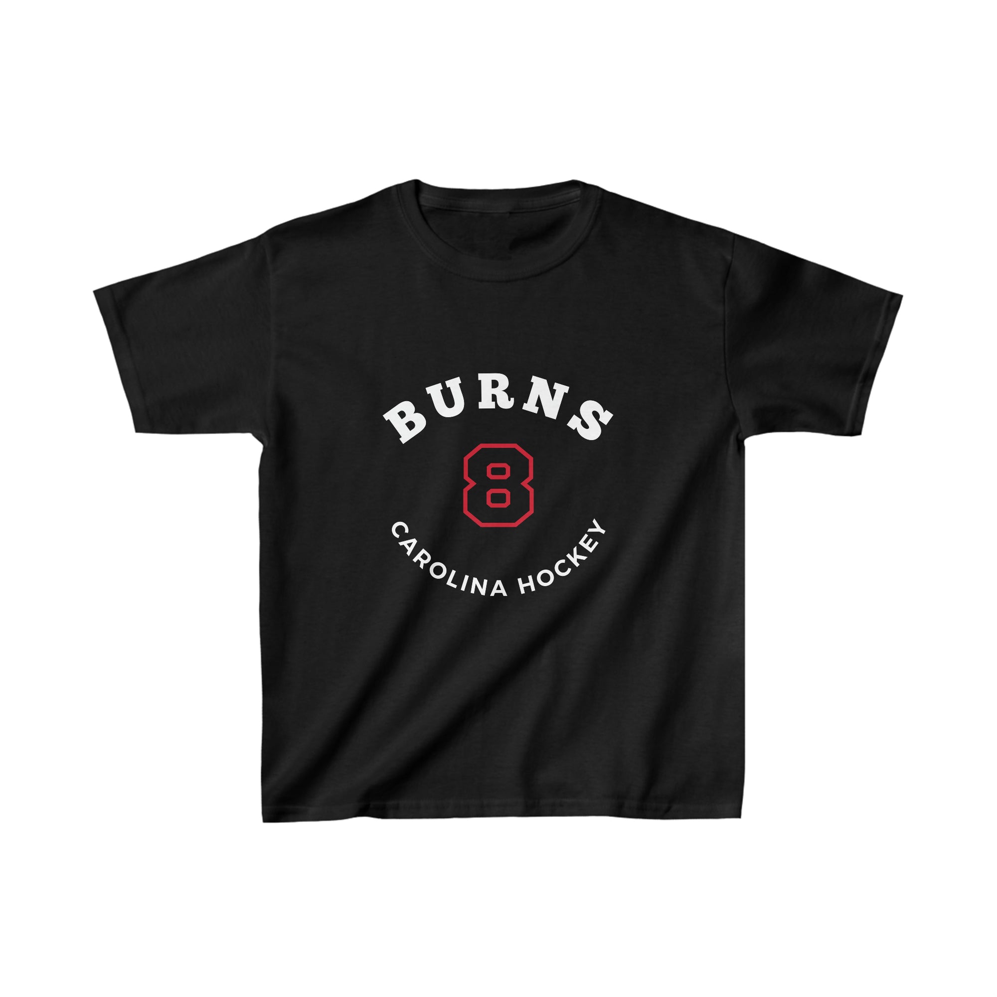 Burns 8 Carolina Hockey Number Arch Design Kids Tee