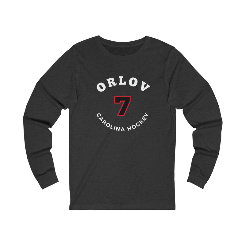 Orlov 7 Carolina Hockey Number Arch Design Unisex Jersey Long Sleeve Shirt