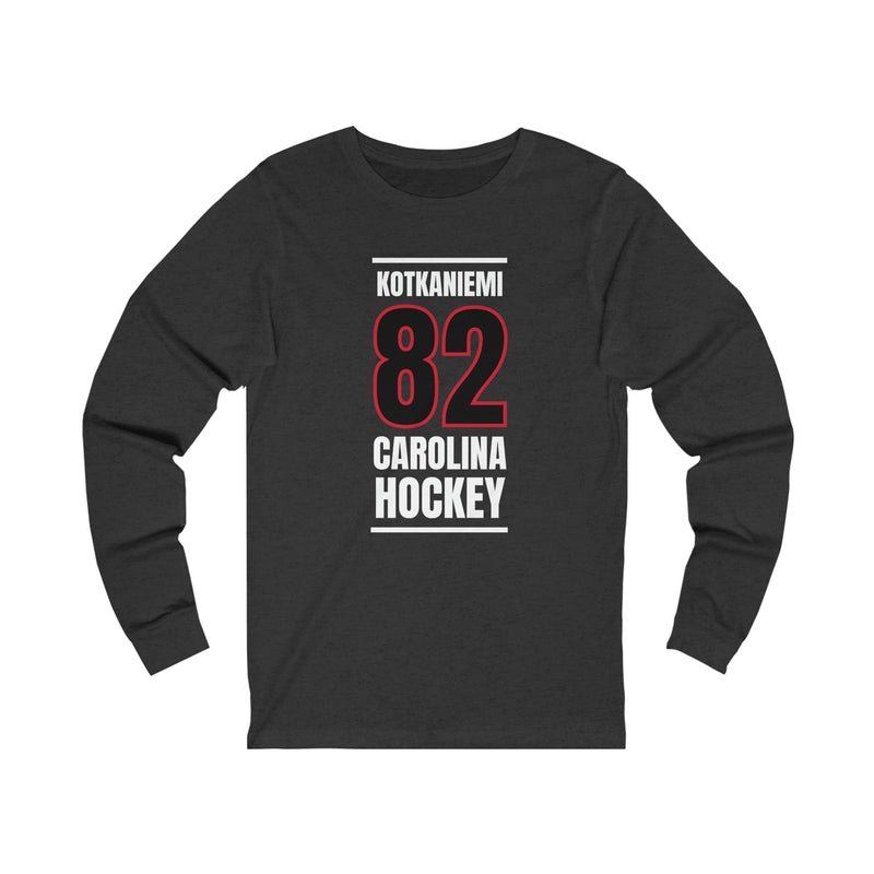 Kotkaniemi 82 Carolina Hockey Black Vertical Design Unisex Jersey Long Sleeve Shirt