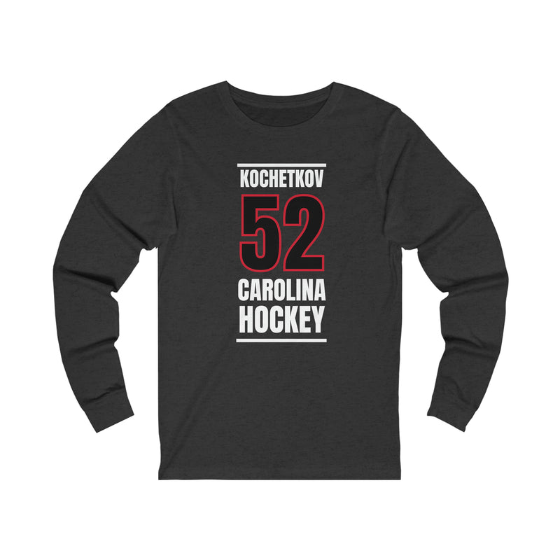 Kochetkov 52 Carolina Hockey Black Vertical Design Unisex Jersey Long Sleeve Shirt