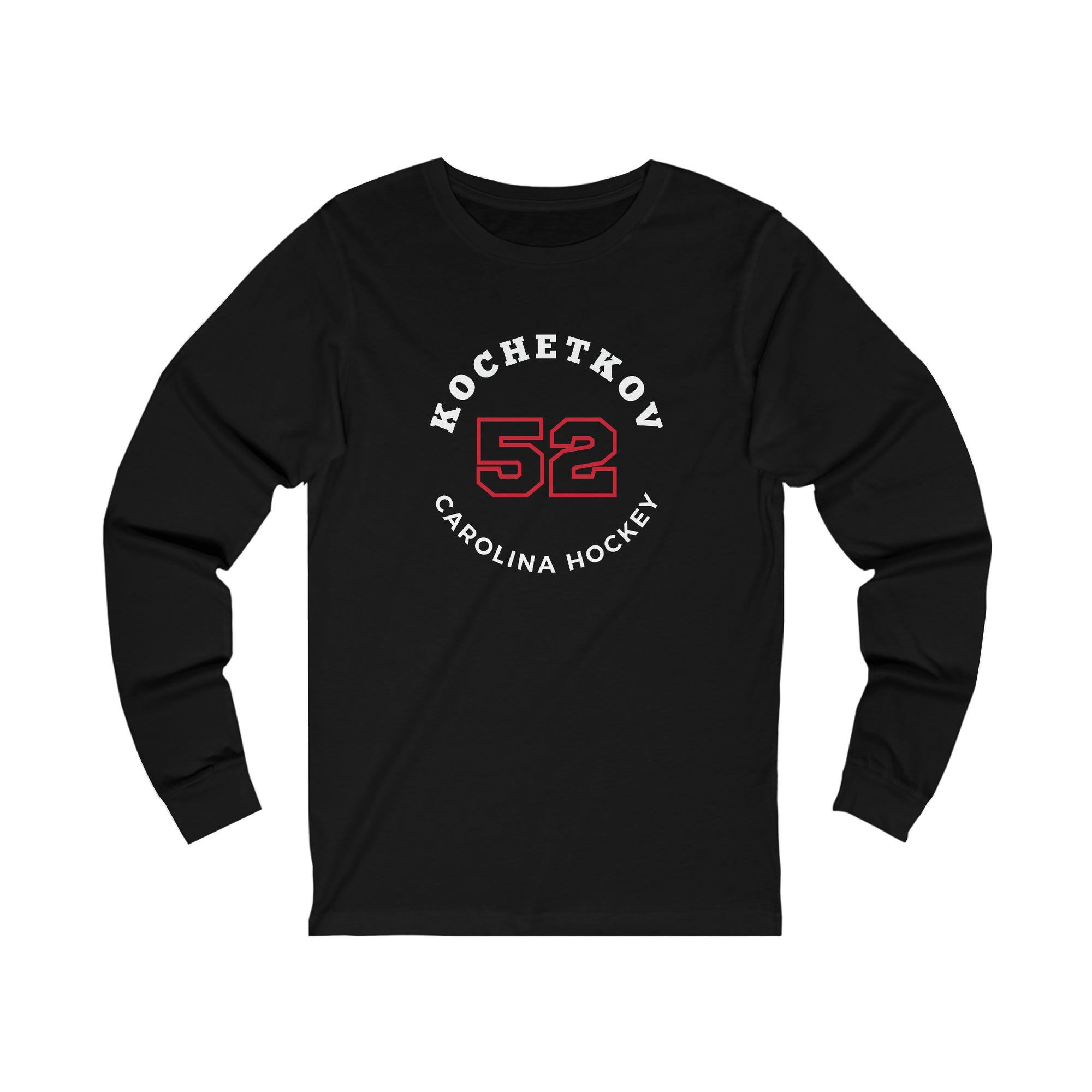 Kochetkov 52 Carolina Hockey Number Arch Design Unisex Jersey Long Sleeve Shirt