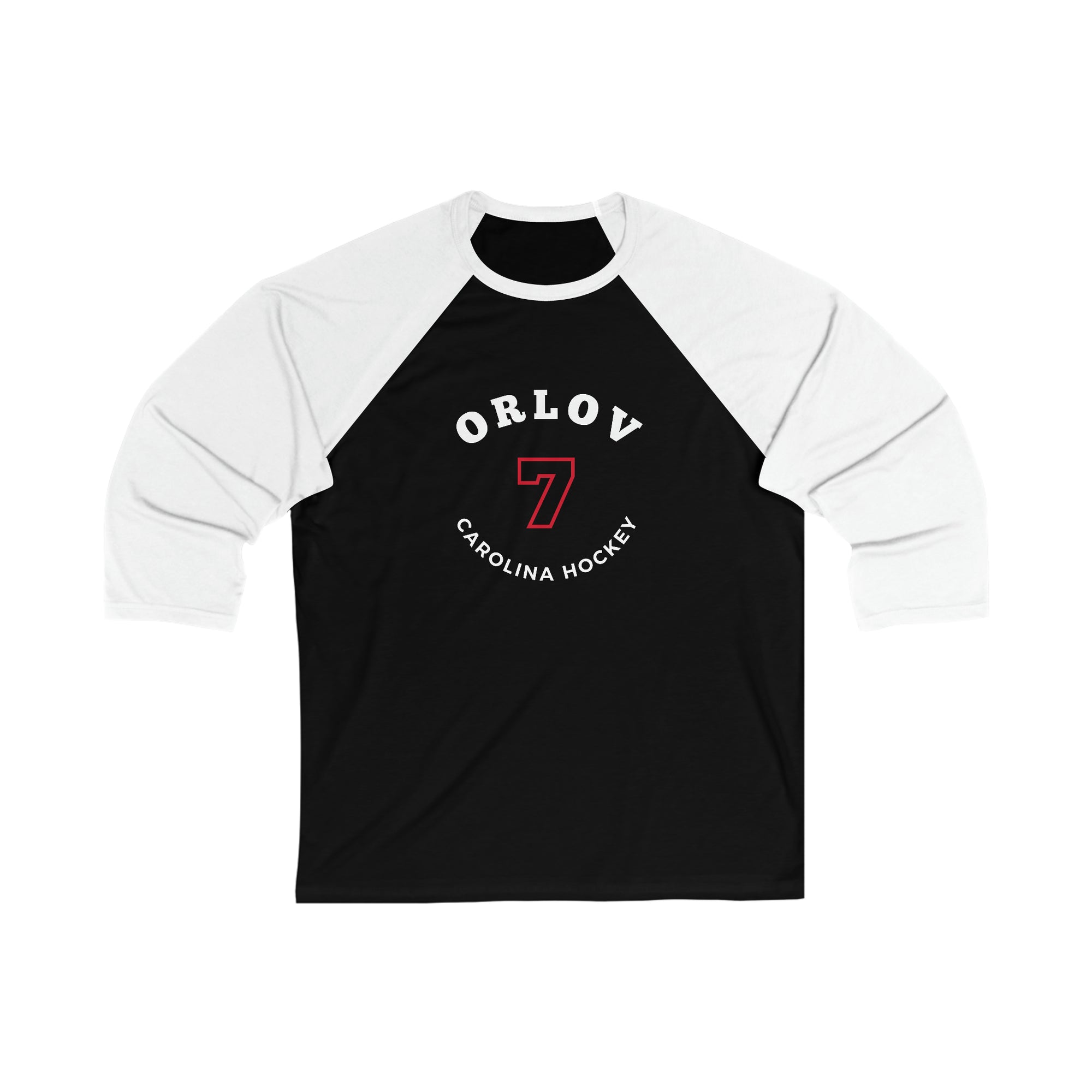 Orlov 7 Carolina Hockey Number Arch Design Unisex Tri-Blend 3/4 Sleeve Raglan Baseball Shirt