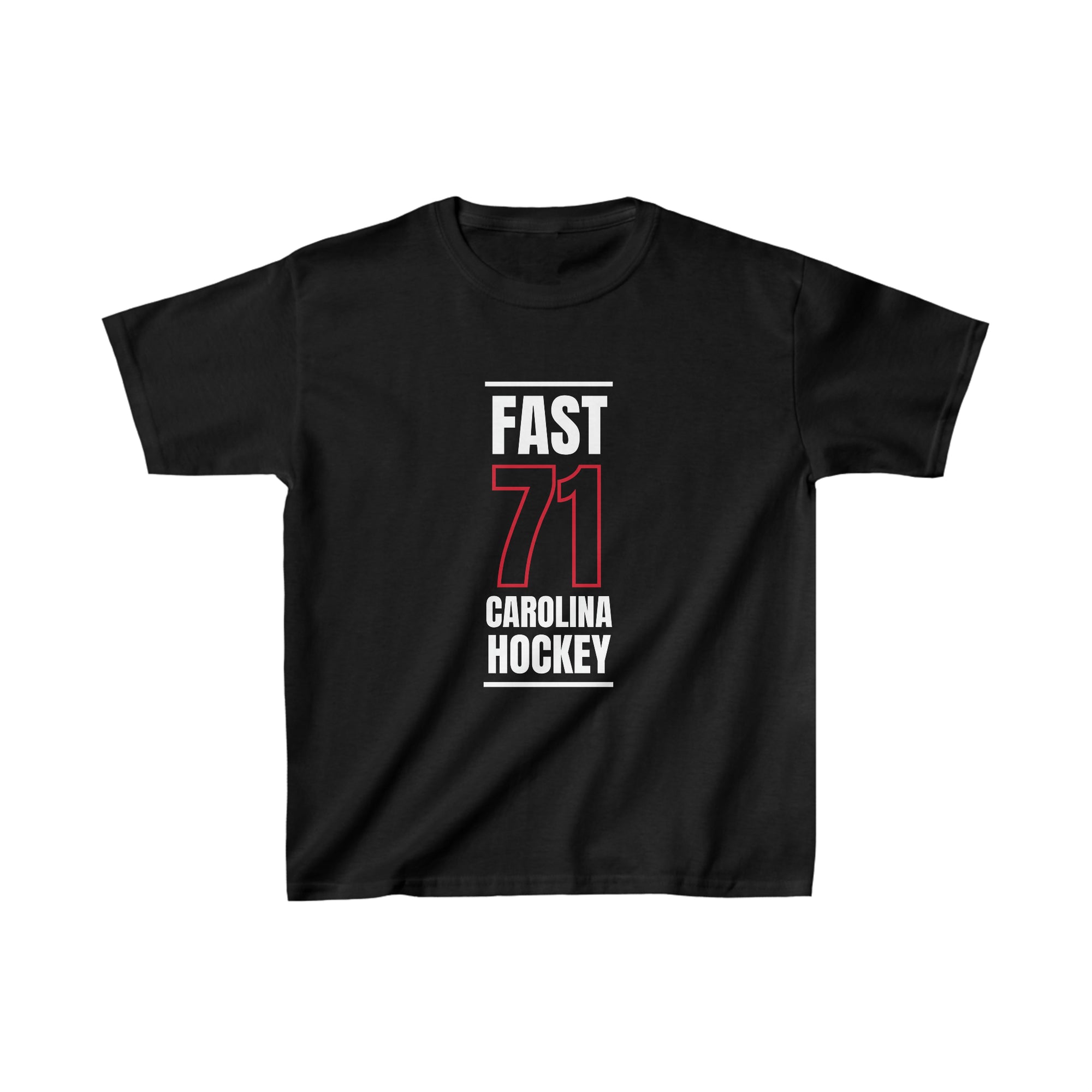 Fast 71 Carolina Hockey Black Vertical Design Kids Tee