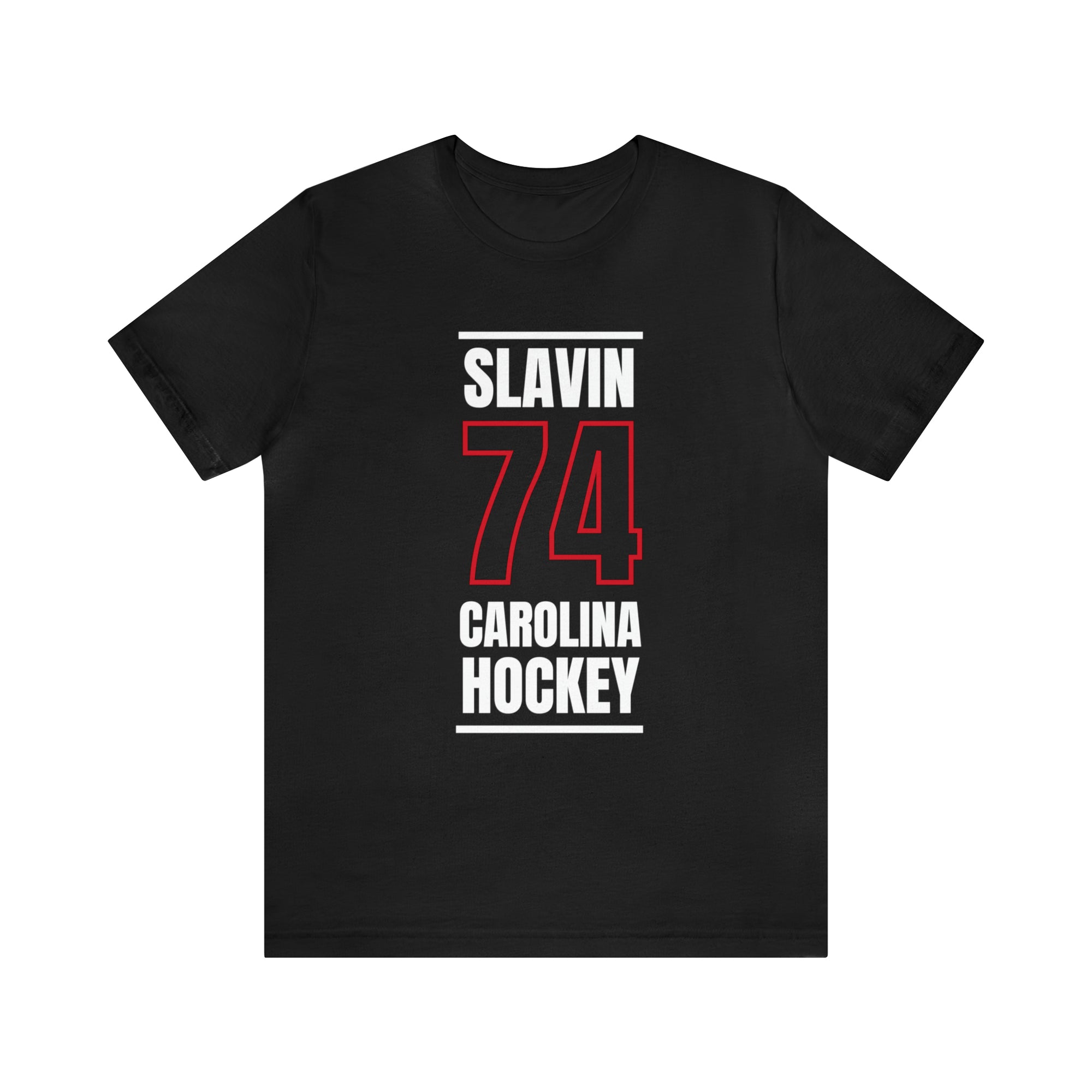 Slavin 74 Carolina Hockey Black Vertical Design Unisex T-Shirt