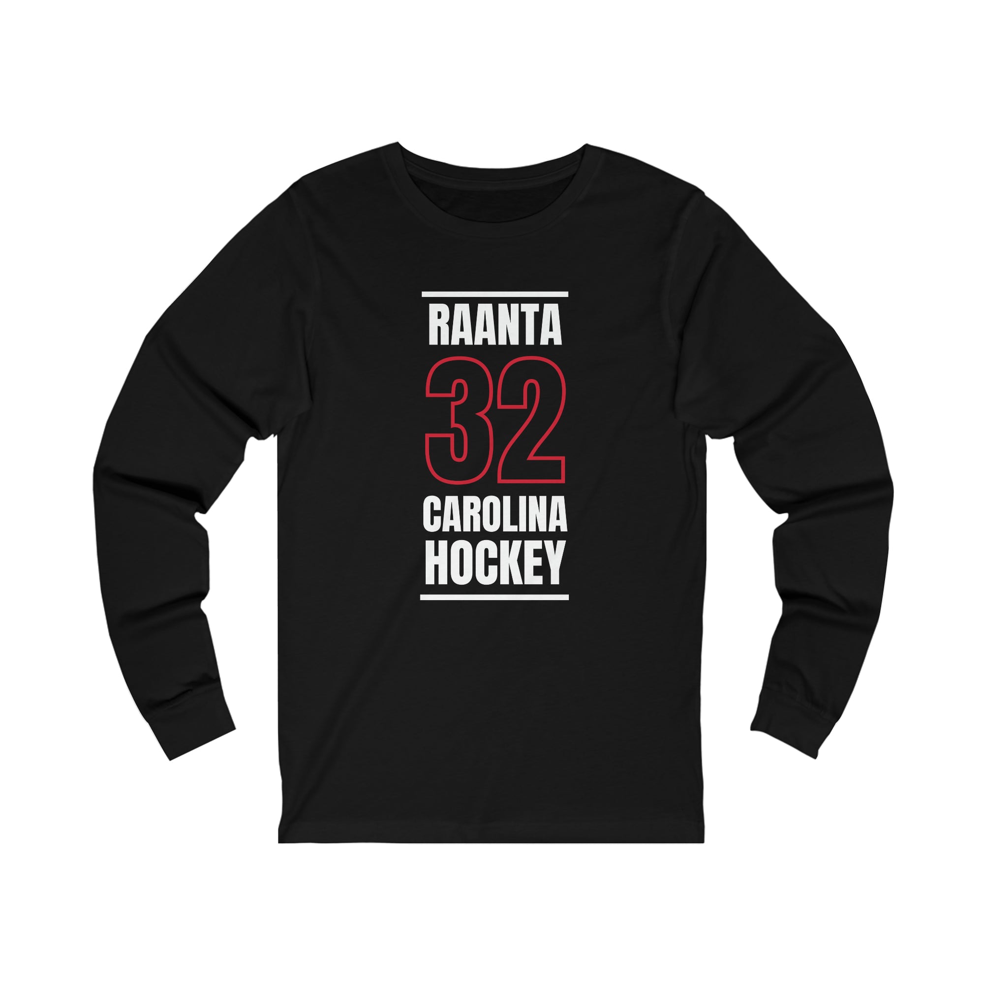 Raanta 32 Carolina Hockey Black Vertical Design Unisex Jersey Long Sleeve Shirt