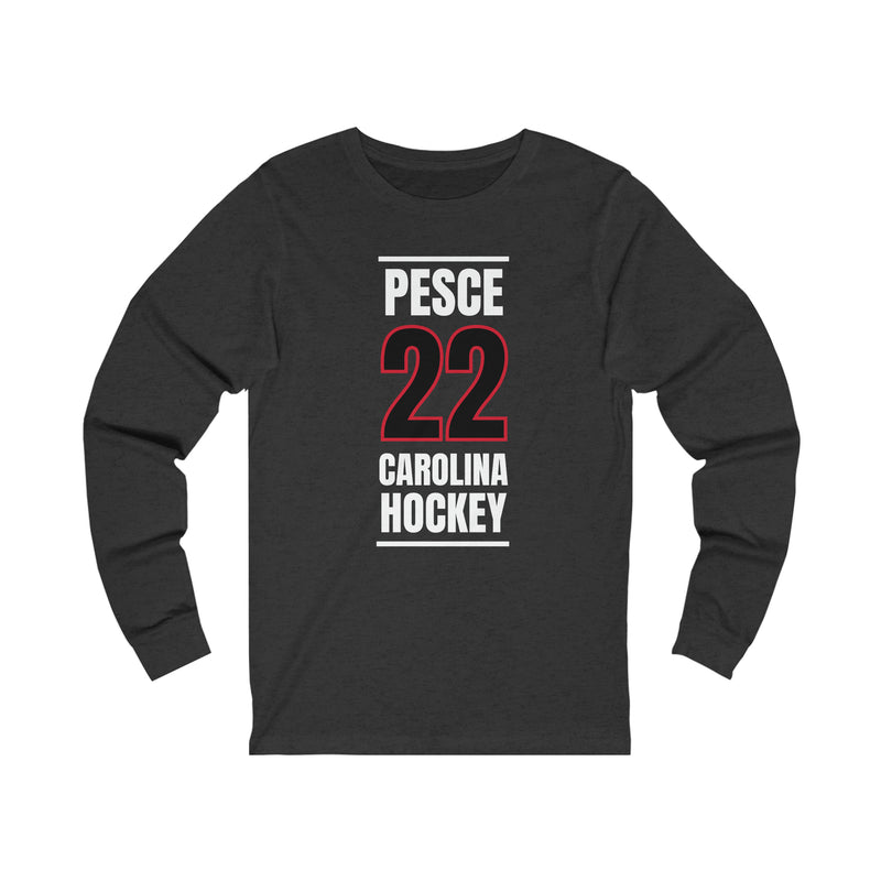 Pesce 22 Carolina Hockey Black Vertical Design Unisex Jersey Long Sleeve Shirt