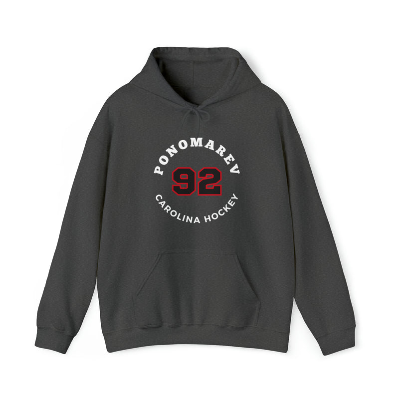 Ponomarev 92 Carolina Hockey Number Arch Design Unisex Hooded Sweatshirt