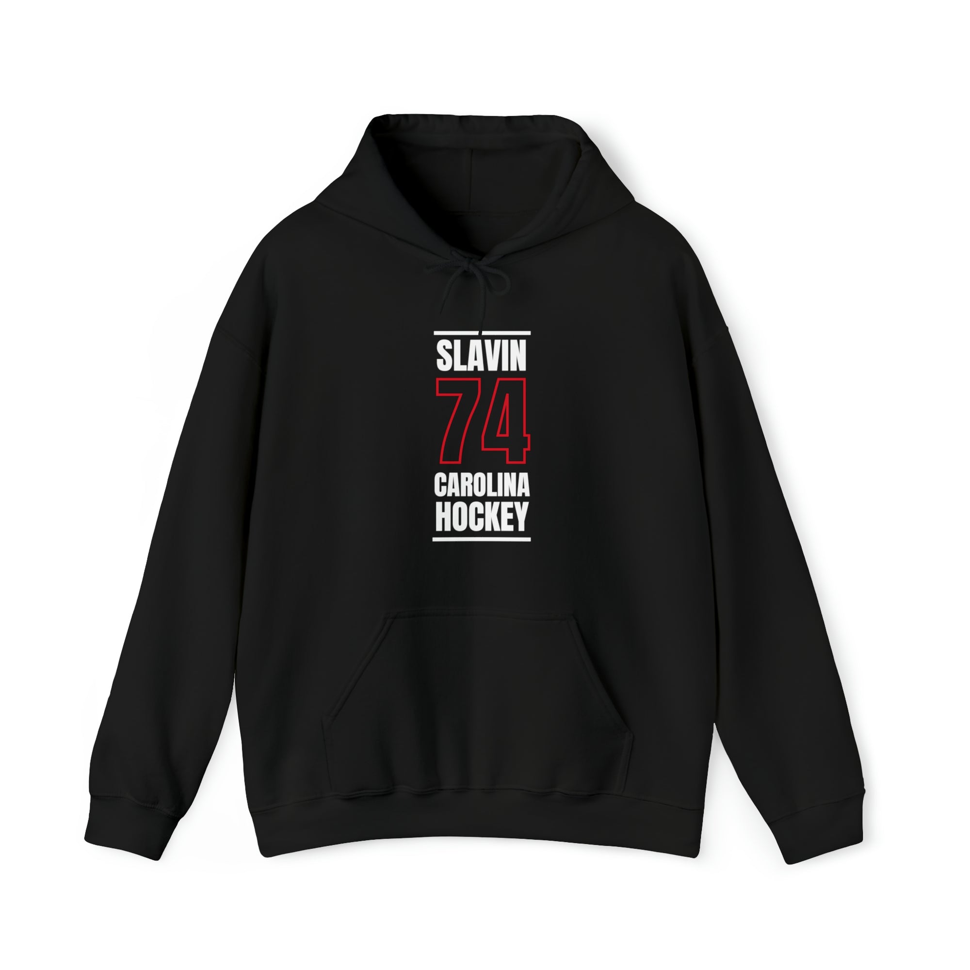 Slavin 74 Carolina Hockey Black Vertical Design Unisex Hooded Sweatshirt