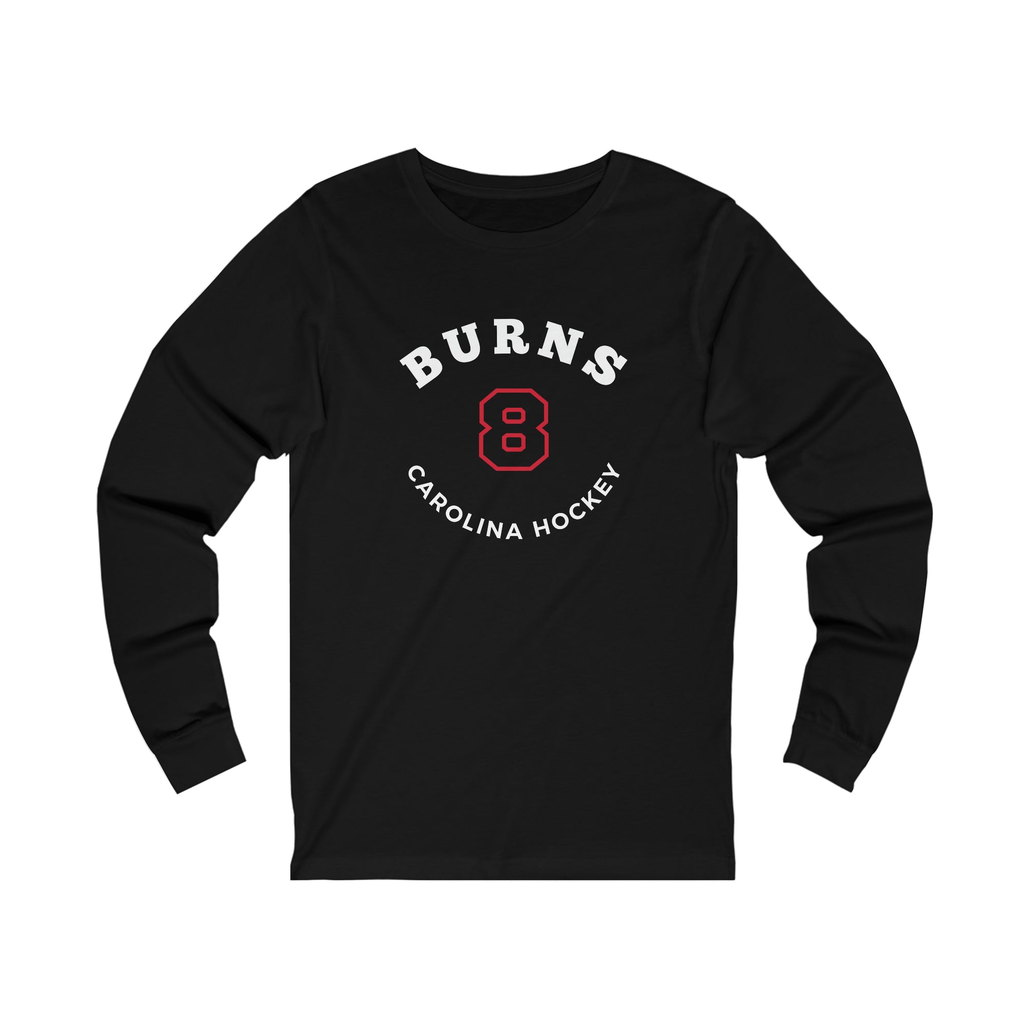 Burns 8 Carolina Hockey Number Arch Design Unisex Jersey Long Sleeve Shirt