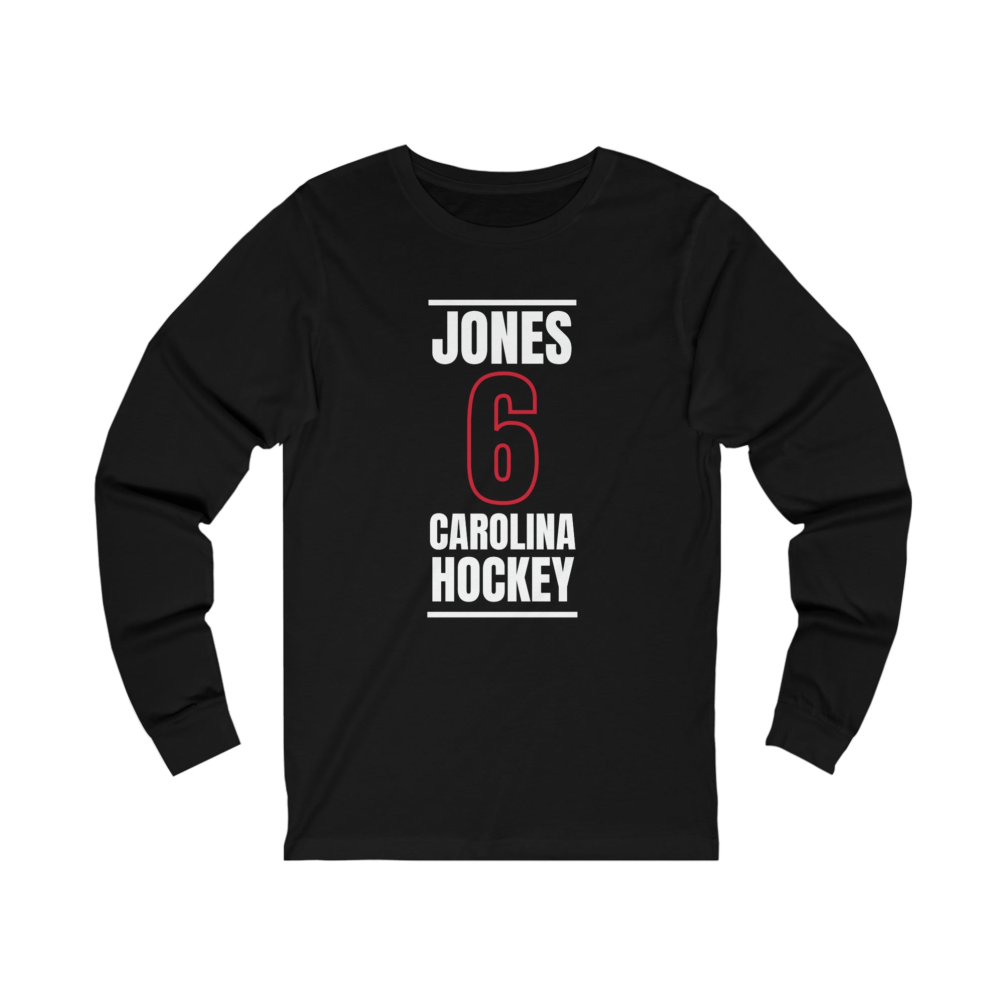 Jones 6 Carolina Hockey Black Vertical Design Unisex Jersey Long Sleeve Shirt