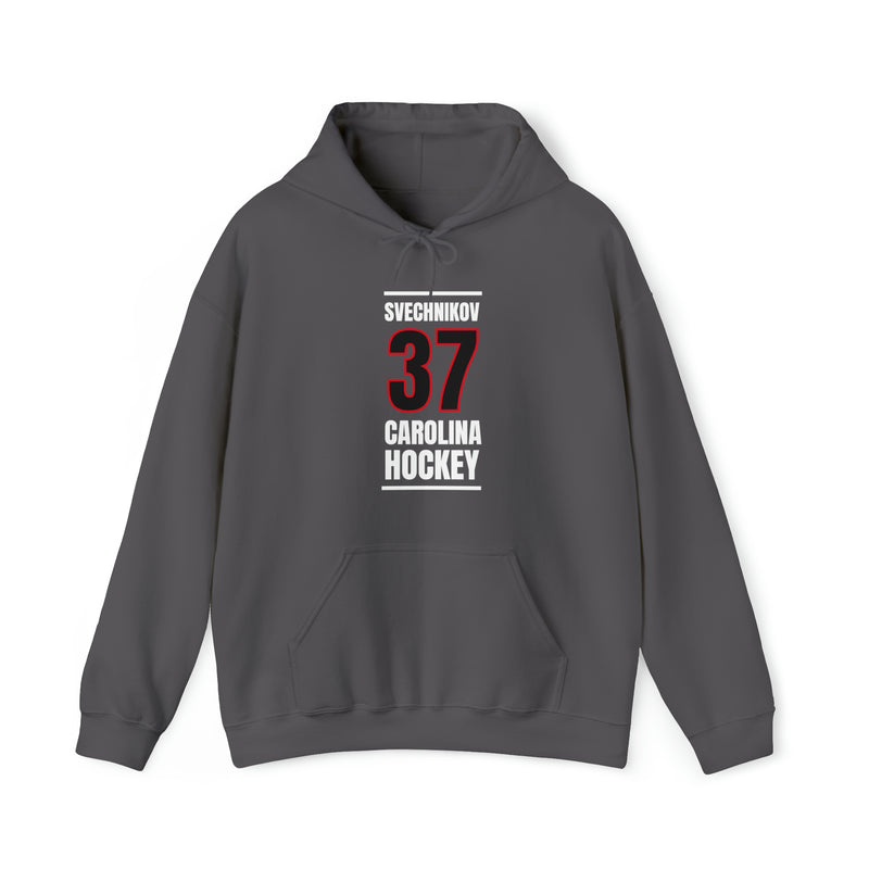 Svechnikov 37 Carolina Hockey Black Vertical Design Unisex Hooded Sweatshirt