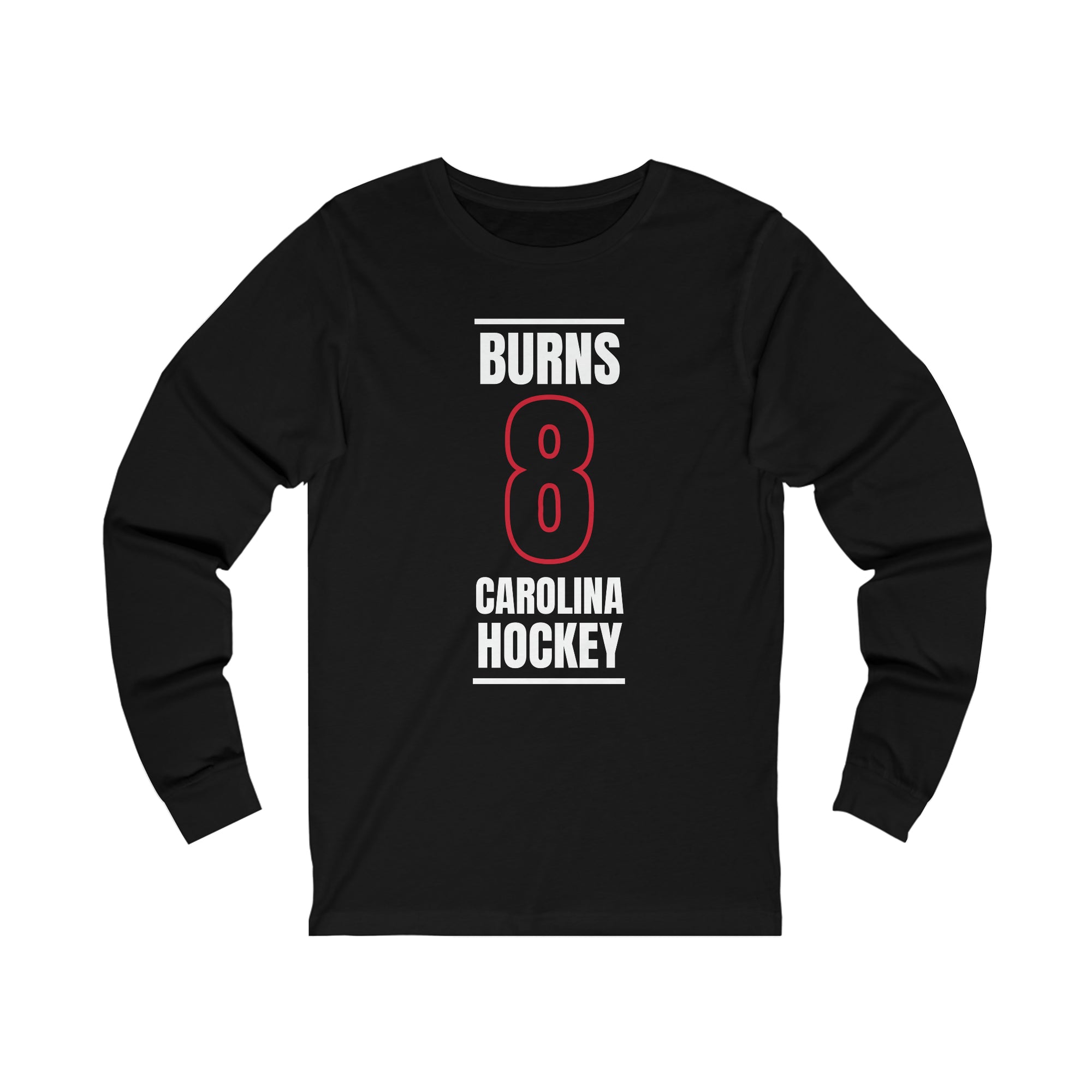 Burns 8 Carolina Hockey Black Vertical Design Unisex Jersey Long Sleeve Shirt