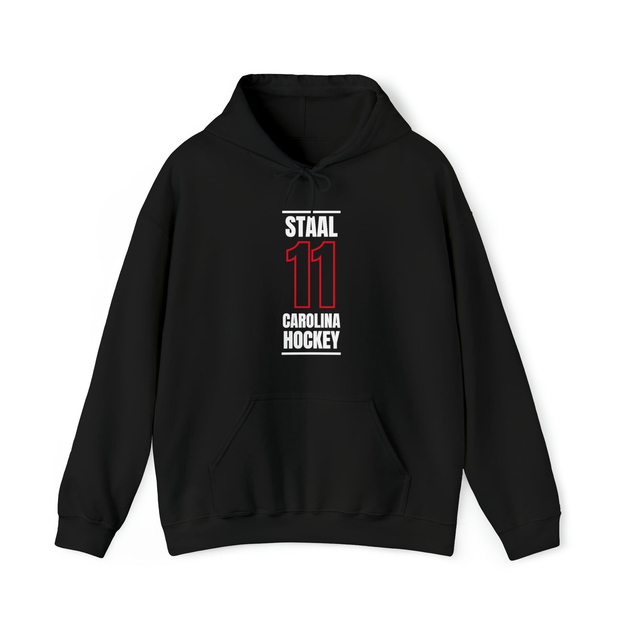 Staal 11 Carolina Hockey Black Vertical Design Unisex Hooded Sweatshirt