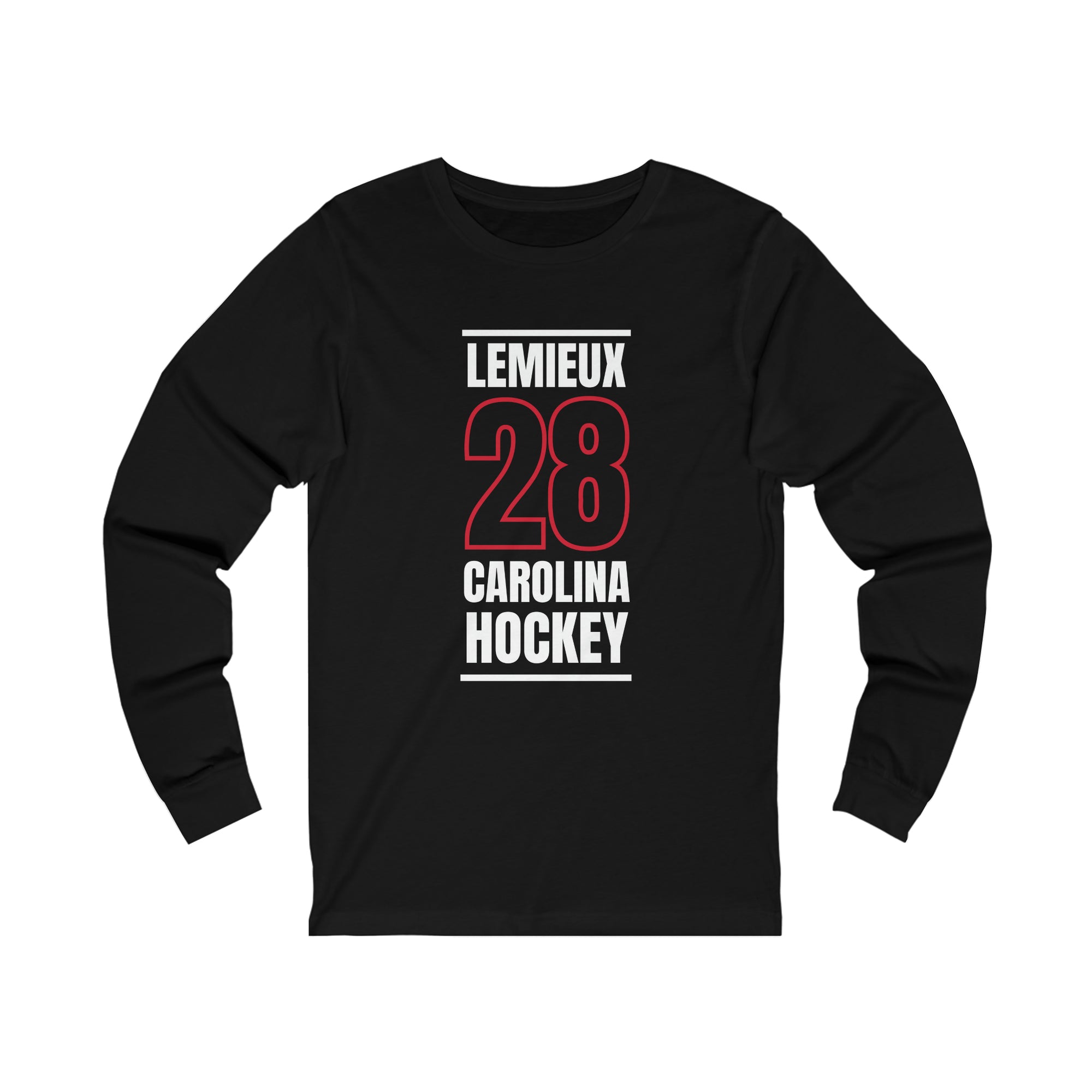 Lemieux 28 Carolina Hockey Black Vertical Design Unisex Jersey Long Sleeve Shirt