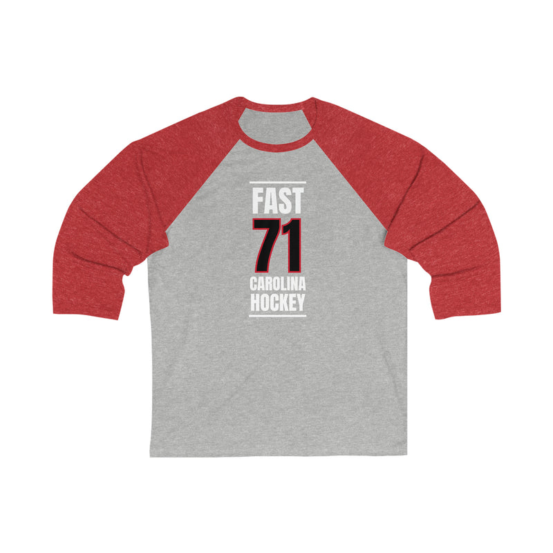 Fast 71 Carolina Hockey Black Vertical Design Unisex Tri-Blend 3/4 Sleeve Raglan Baseball Shirt