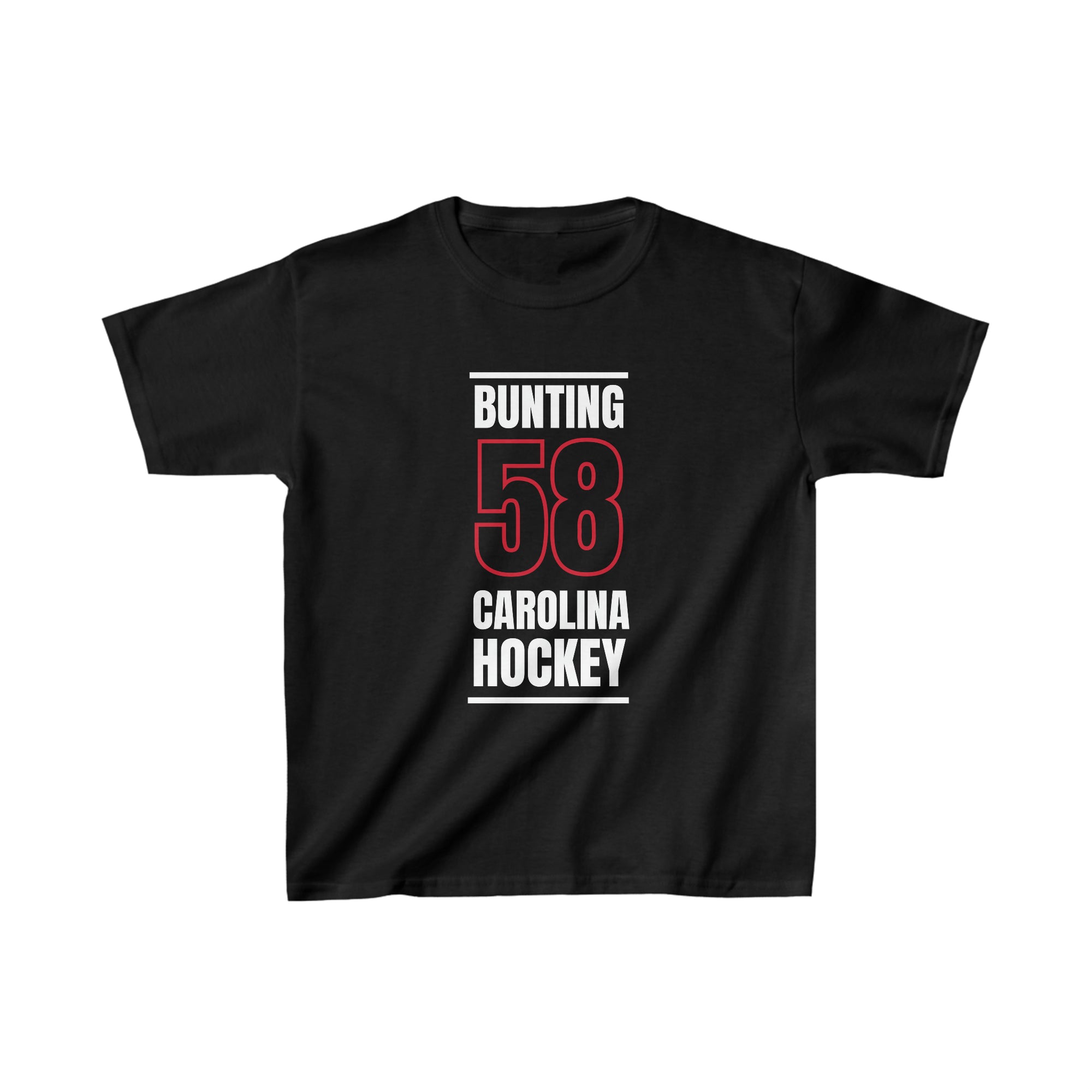 Bunting 58 Carolina Hockey Black Vertical Design Kids Tee