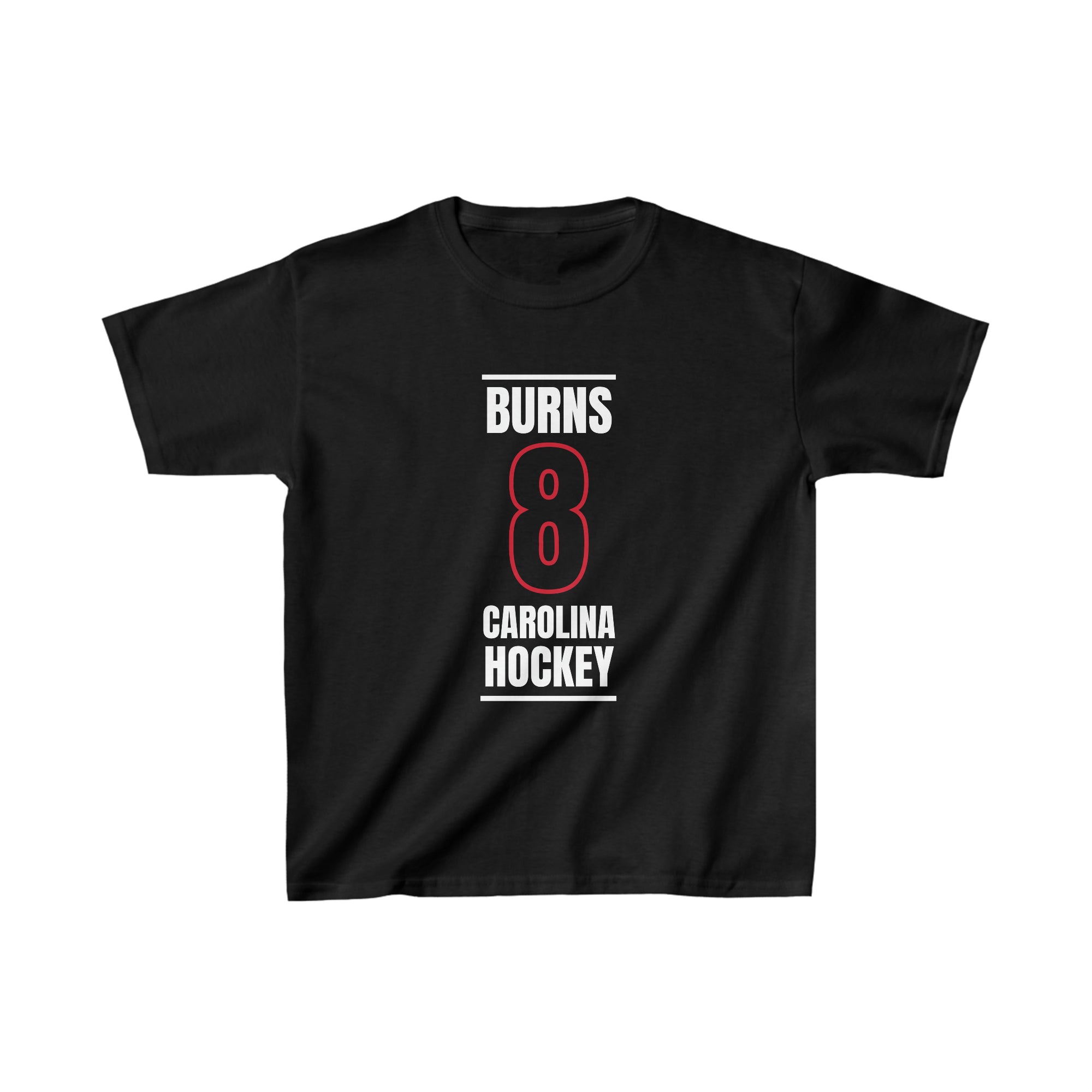 Burns 8 Carolina Hockey Black Vertical Design Kids Tee