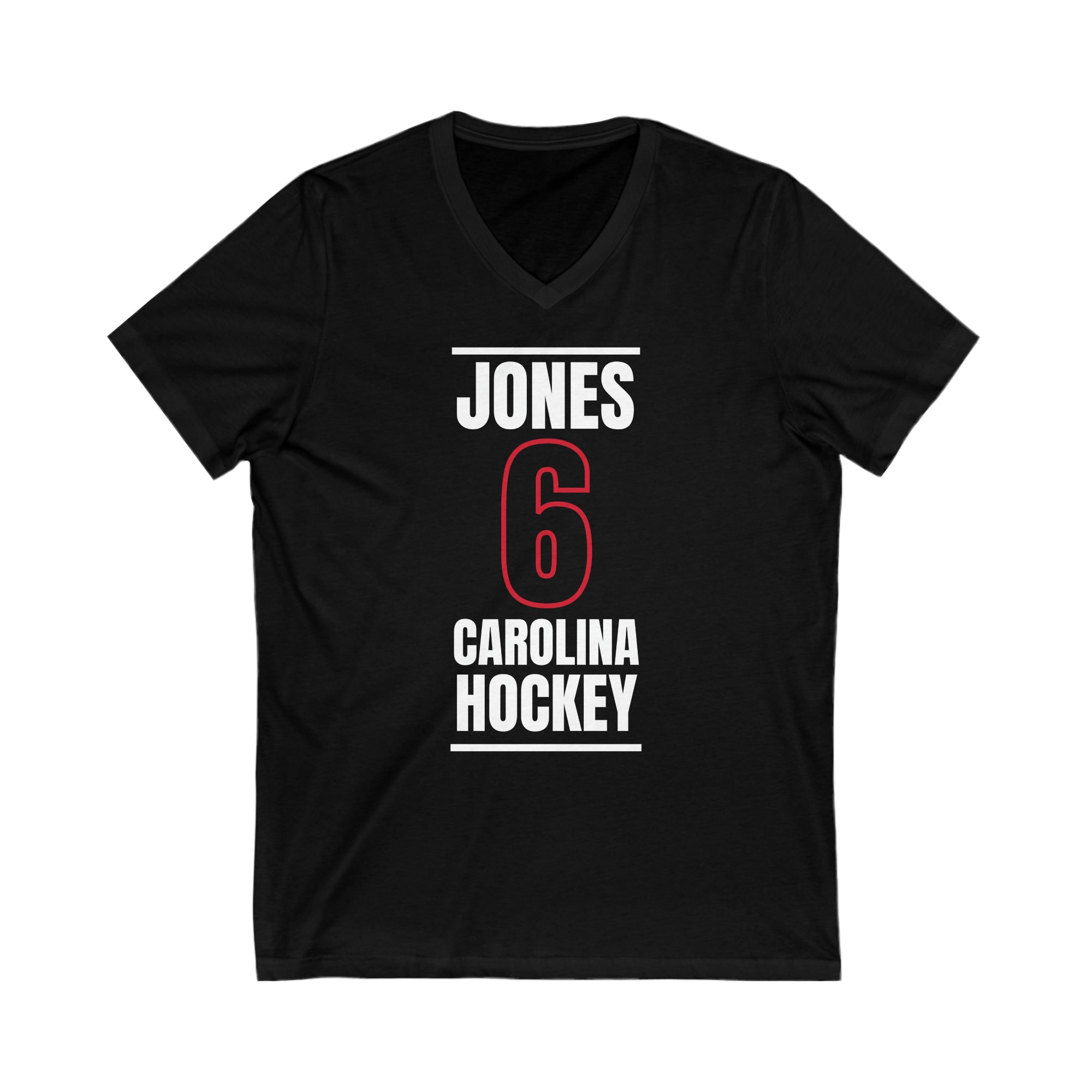 Jones 6 Carolina Hockey Black Vertical Design Unisex V-Neck Tee