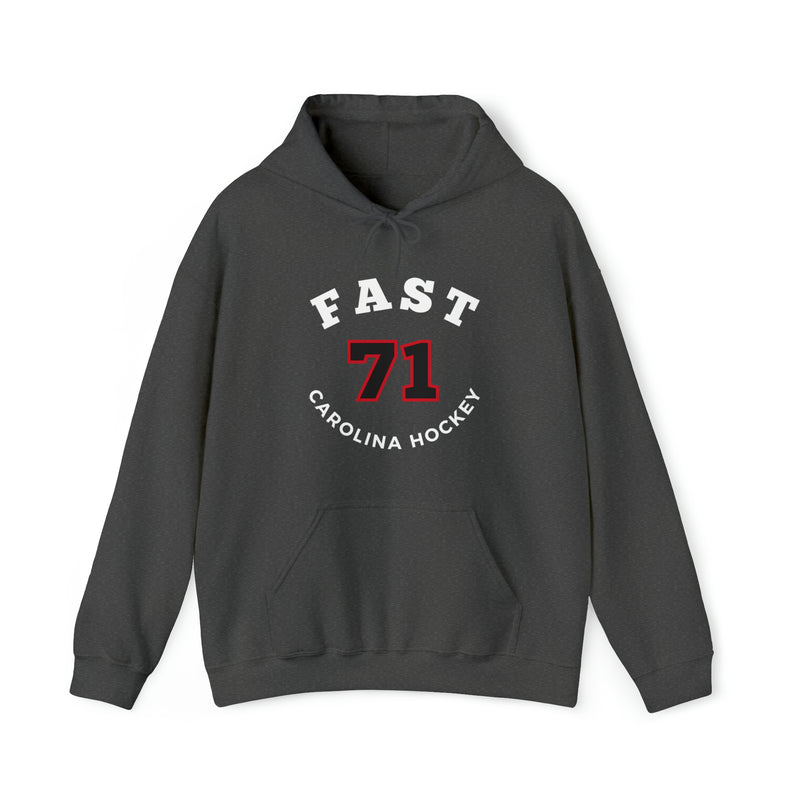 Fast 71 Carolina Hockey Number Arch Design Unisex Hooded Sweatshirt