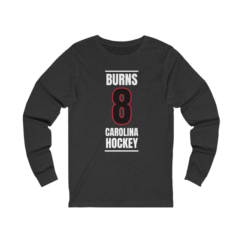 Burns 8 Carolina Hockey Black Vertical Design Unisex Jersey Long Sleeve Shirt
