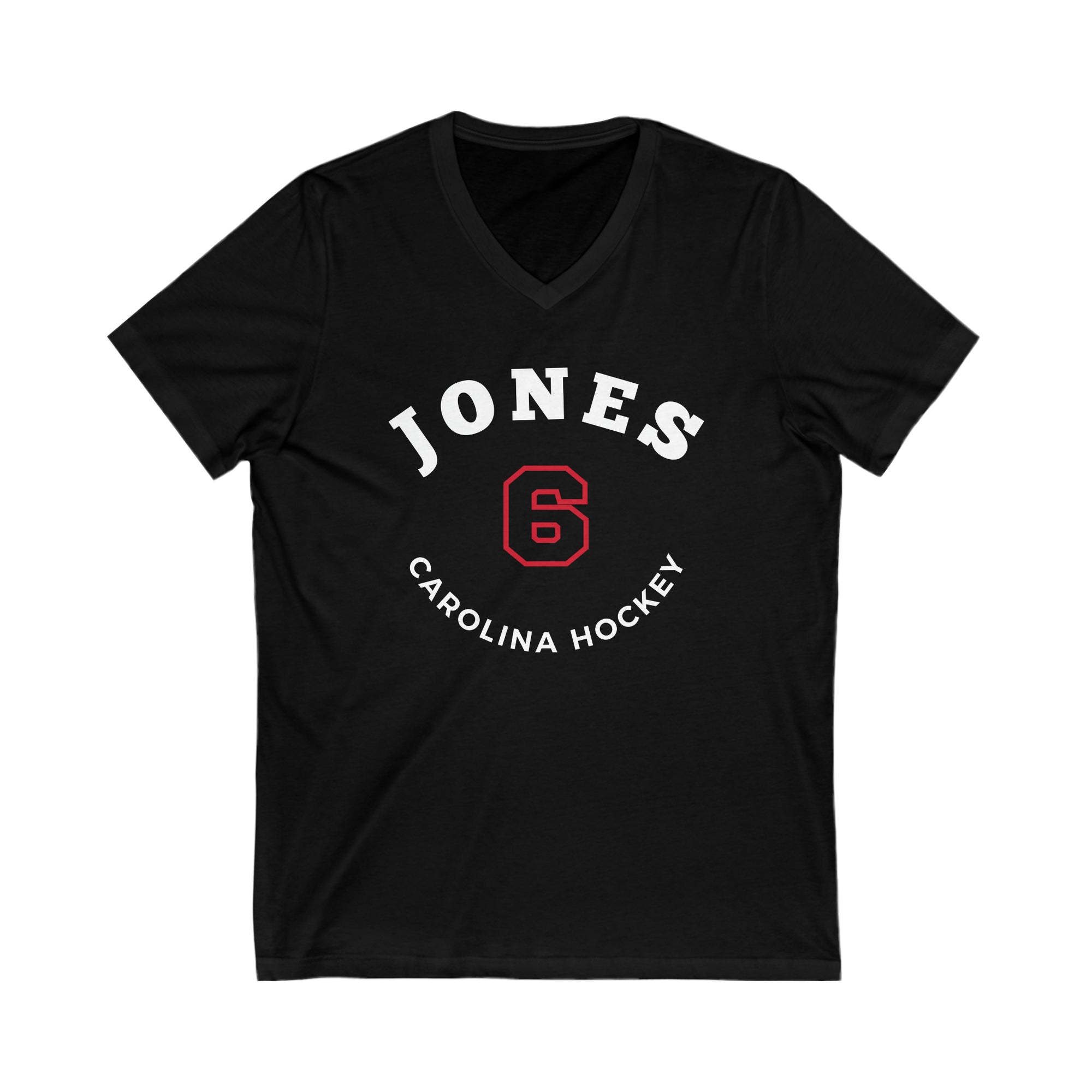 Jones 6 Carolina Hockey Number Arch Design Unisex V-Neck Tee
