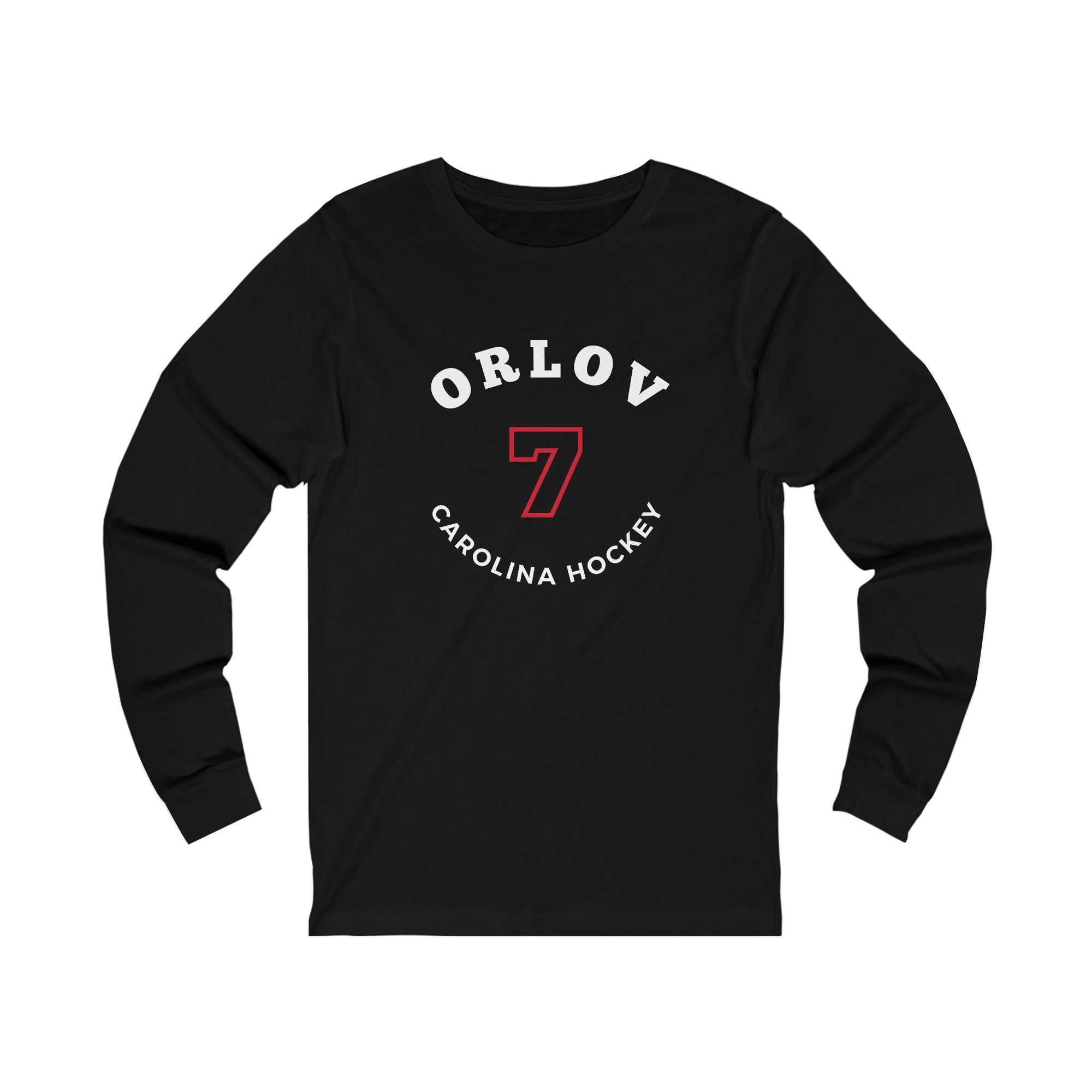 Orlov 7 Carolina Hockey Number Arch Design Unisex Jersey Long Sleeve Shirt