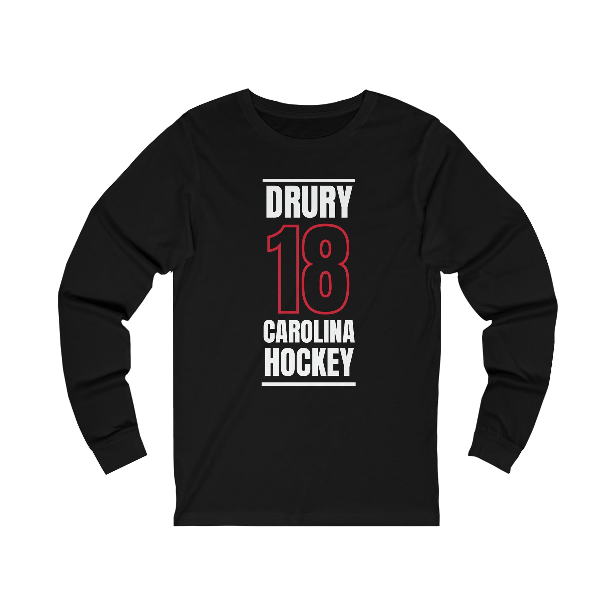 Drury 18 Carolina Hockey Black Vertical Design Unisex Jersey Long Sleeve Shirt