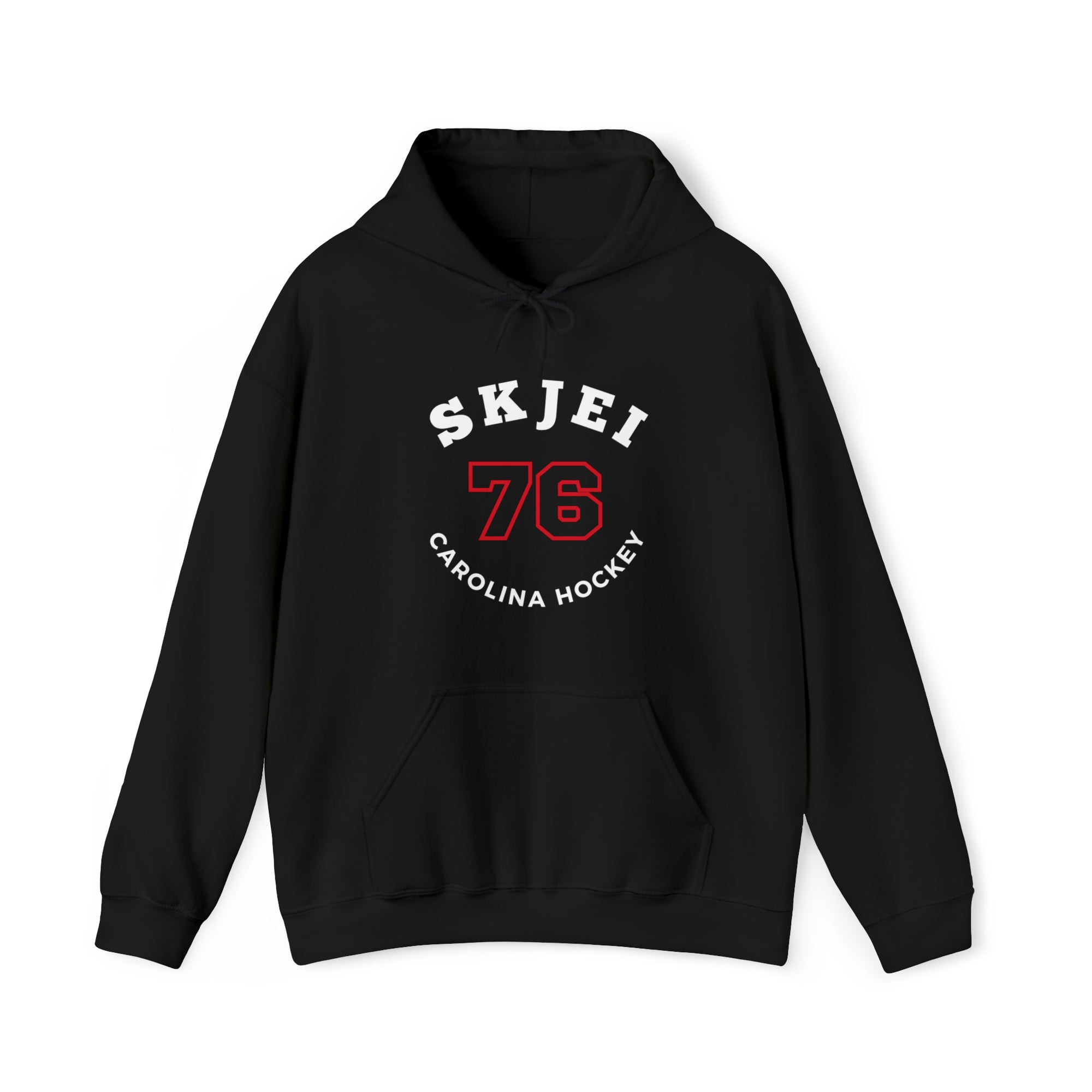 Skjei 76 Carolina Hockey Number Arch Design Unisex Hooded Sweatshirt