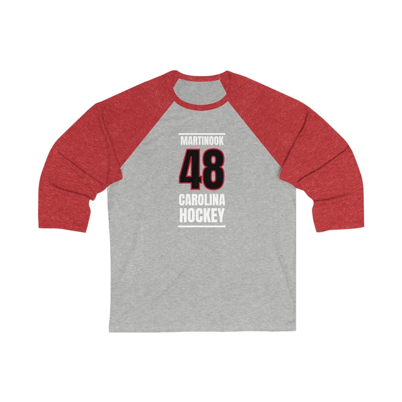Martinook 48 Carolina Hockey Black Vertical Design Unisex Tri-Blend 3/4 Sleeve Raglan Baseball Shirt