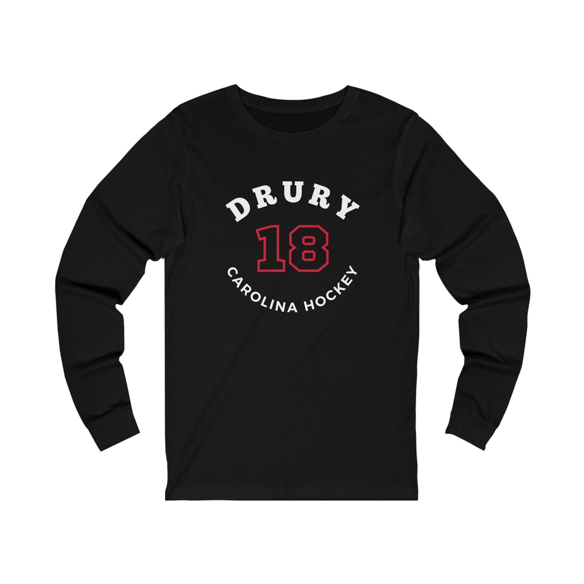 Drury 18 Carolina Hockey Number Arch Design Unisex Jersey Long Sleeve Shirt