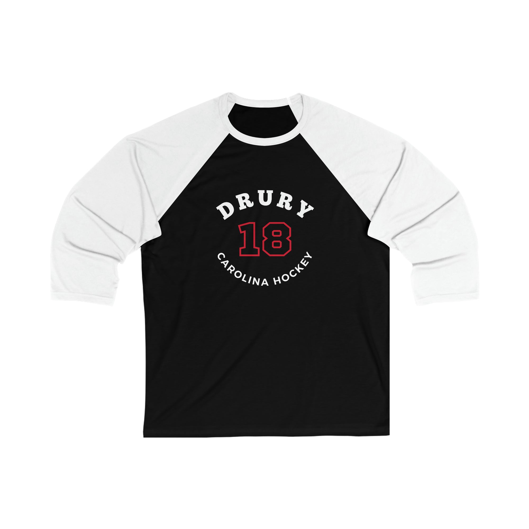 Drury 18 Carolina Hockey Number Arch Design Unisex Tri-Blend 3/4 Sleeve Raglan Baseball Shirt