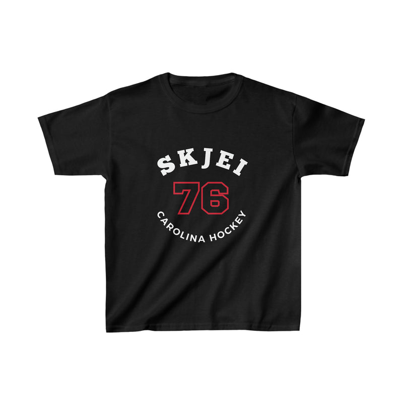 Skjei 76 Carolina Hockey Number Arch Design Kids Tee