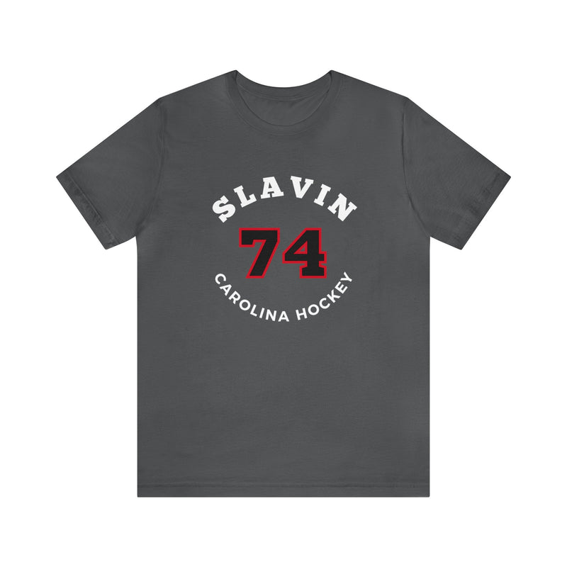 Slavin 74 Carolina Hockey Number Arch Design Unisex T-Shirt