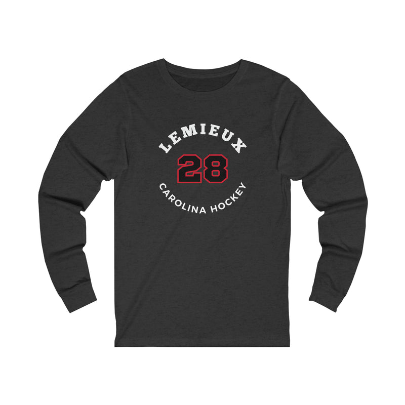 Lemieux 28 Carolina Hockey Number Arch Design Unisex Jersey Long Sleeve Shirt