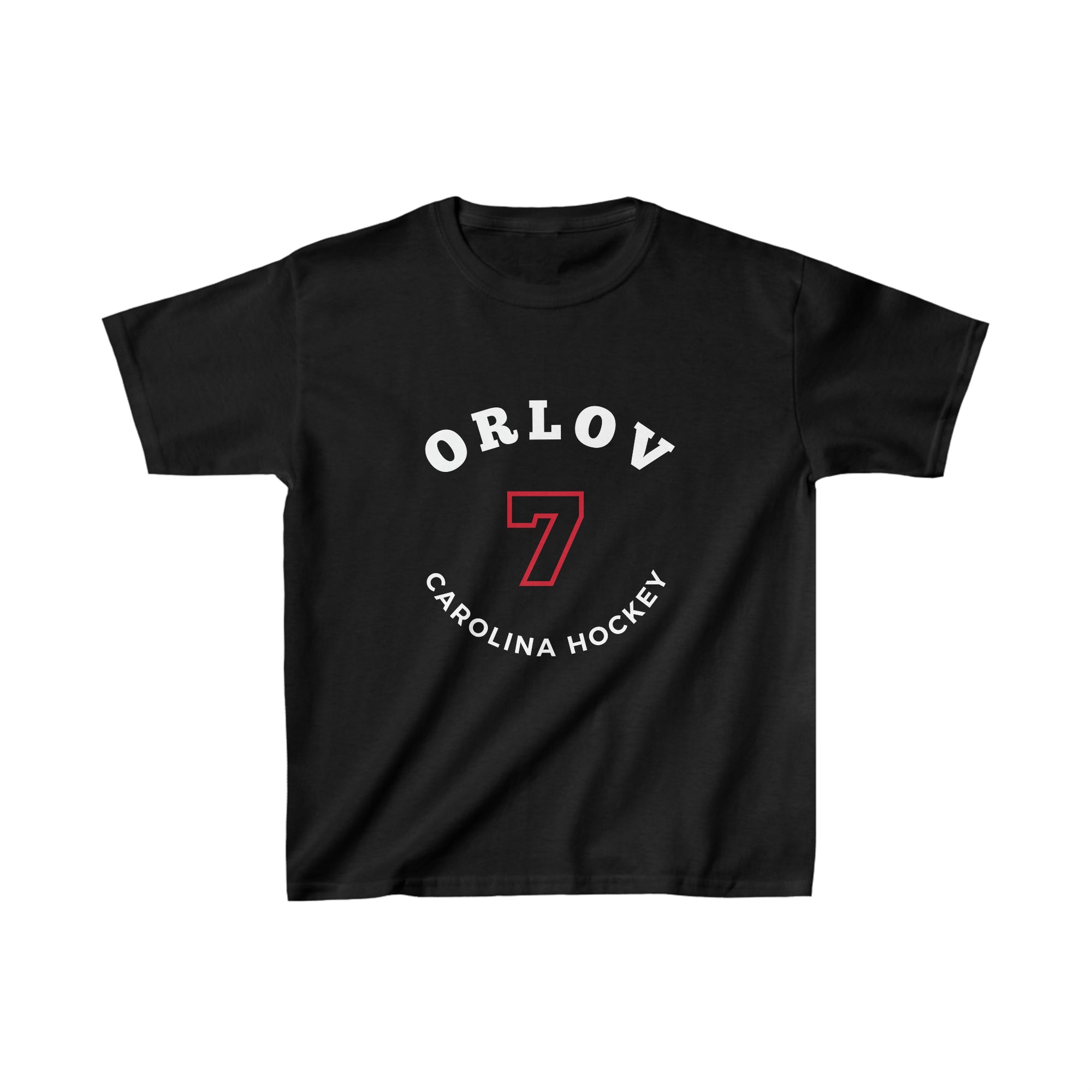 Orlov 7 Carolina Hockey Number Arch Design Kids Tee