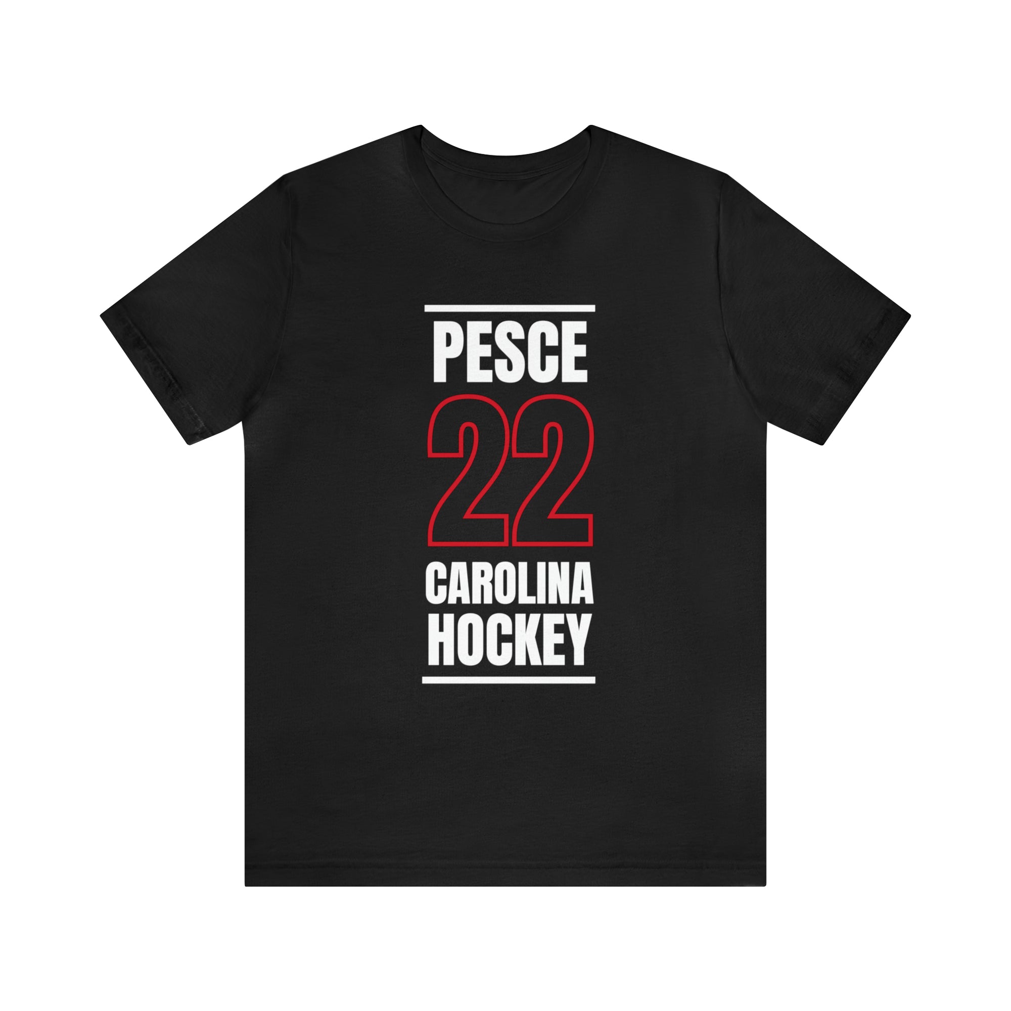 Pesce 22 Carolina Hockey Black Vertical Design Unisex T-Shirt