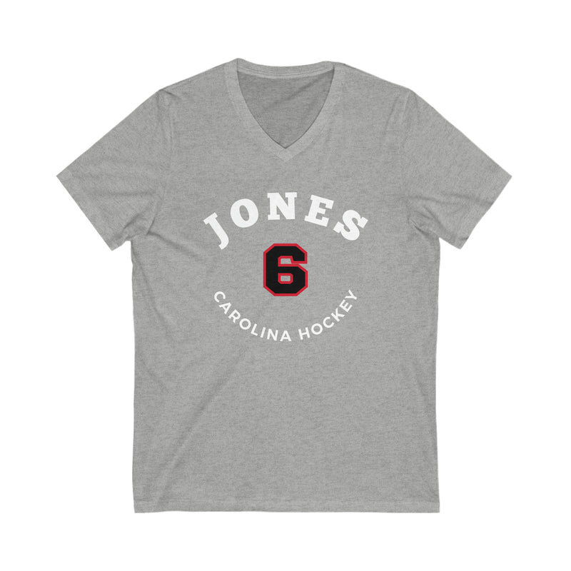 Jones 6 Carolina Hockey Number Arch Design Unisex V-Neck Tee