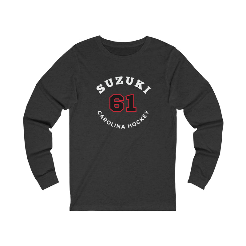 Suzuki 61 Carolina Hockey Number Arch Design Unisex Jersey Long Sleeve Shirt