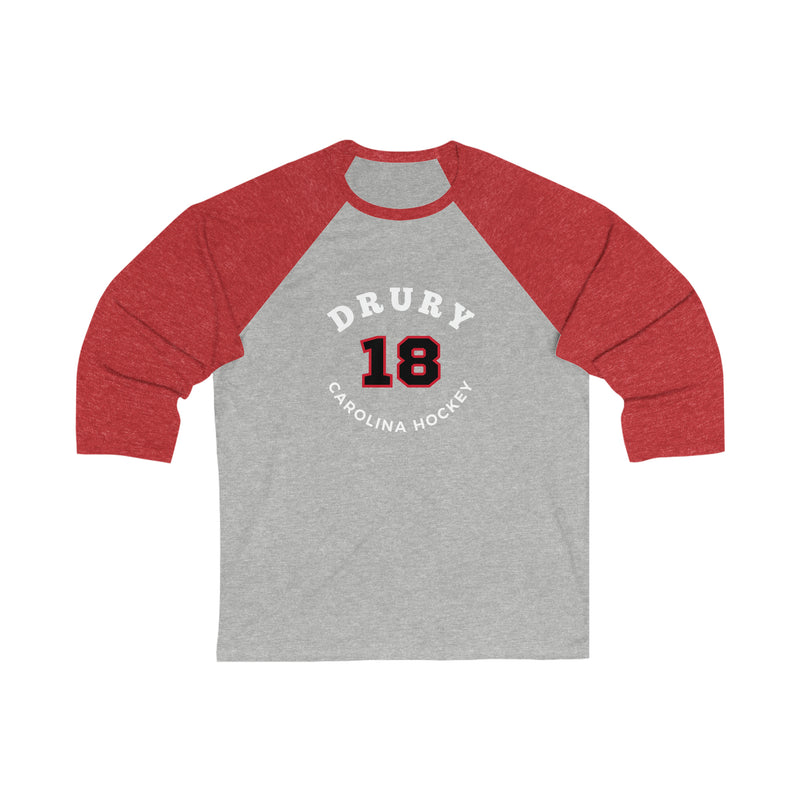 Drury 18 Carolina Hockey Number Arch Design Unisex Tri-Blend 3/4 Sleeve Raglan Baseball Shirt