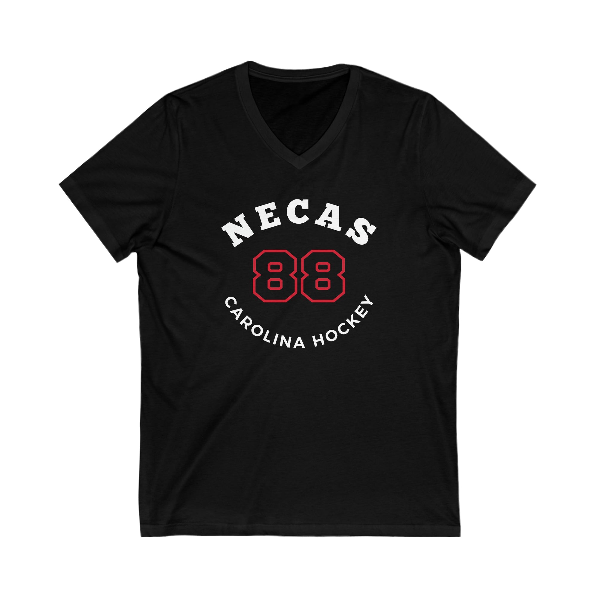 Necas 88 Carolina Hockey Number Arch Design Unisex V-Neck Tee