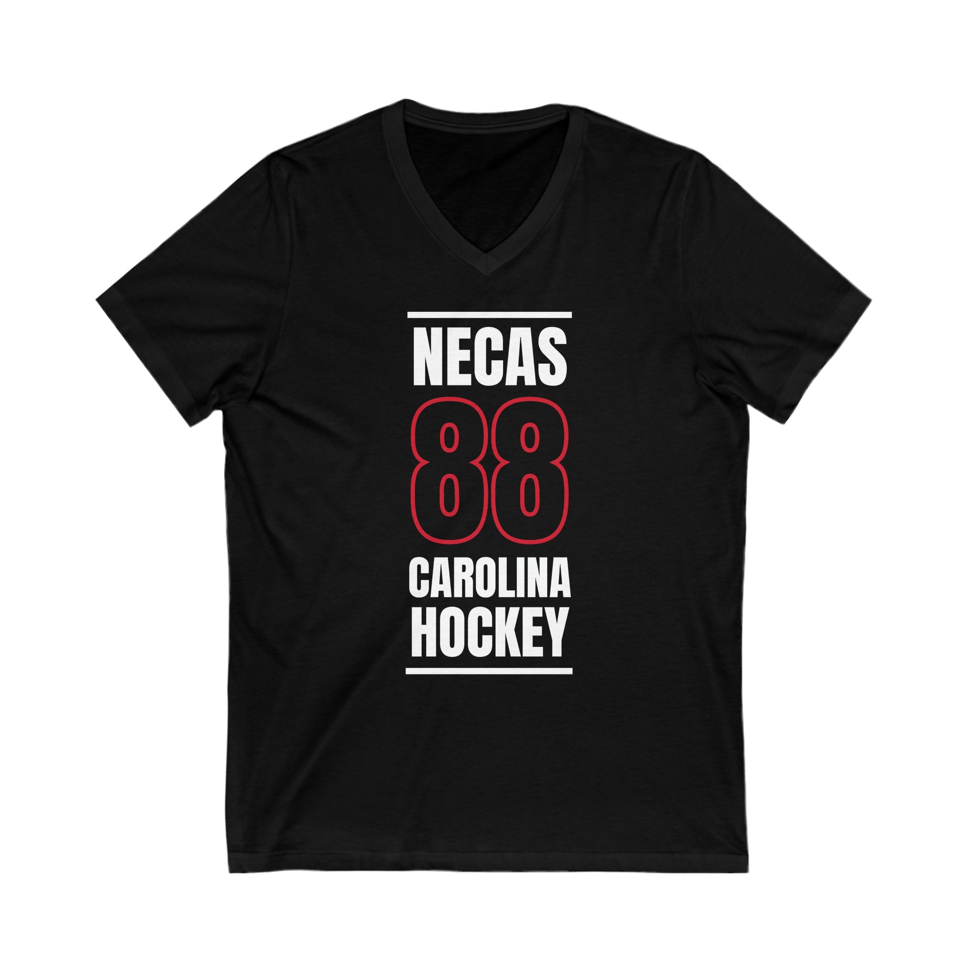 Necas 88 Carolina Hockey Black Vertical Design Unisex V-Neck Tee