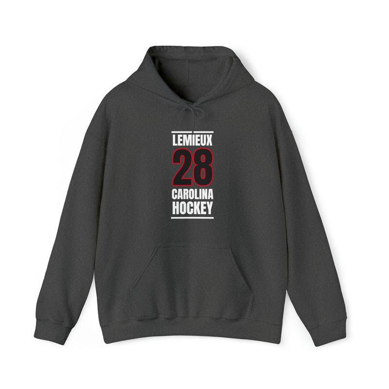 Lemieux 28 Carolina Hockey Black Vertical Design Unisex Hooded Sweatshirt