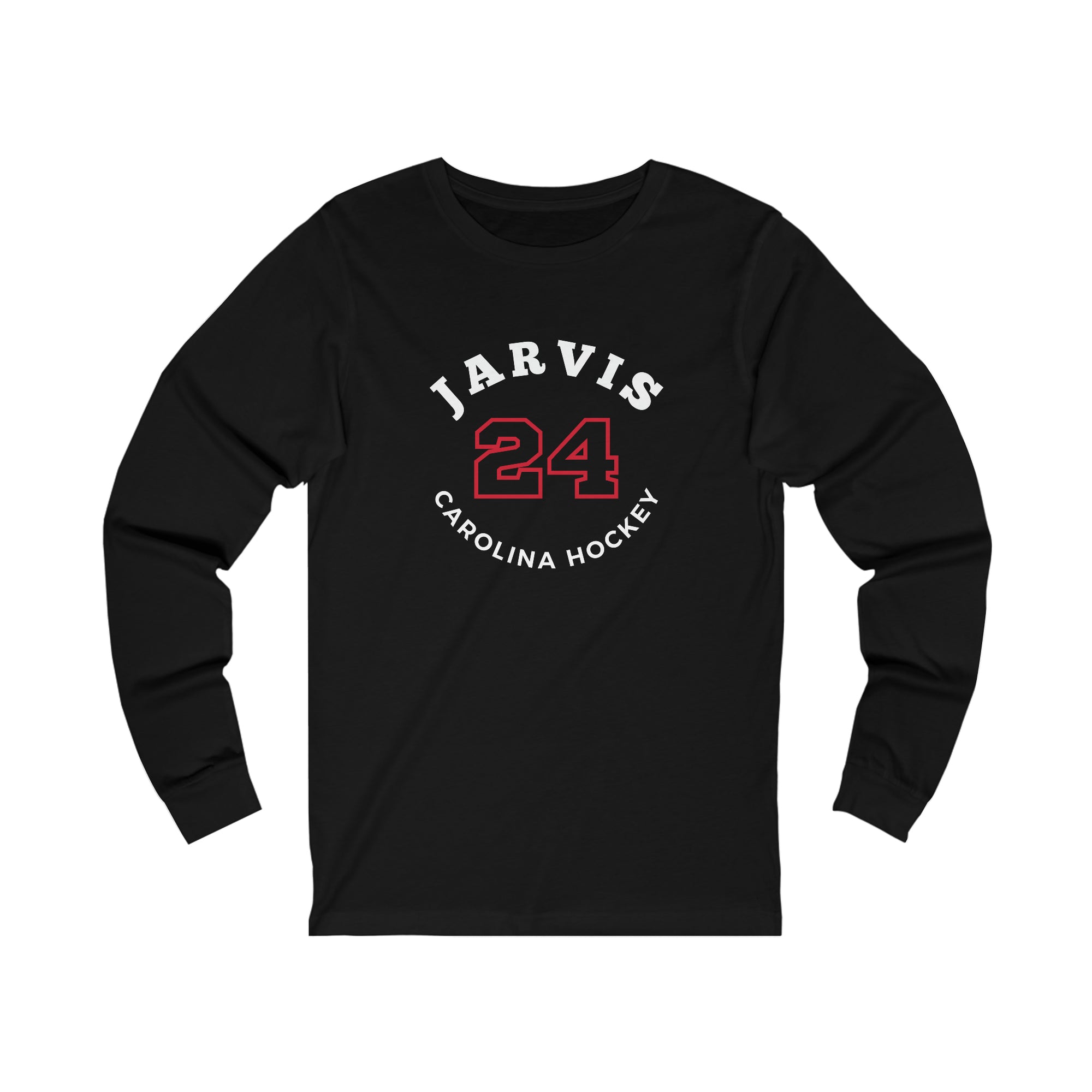 Jarvis 24 Carolina Hockey Number Arch Design Unisex Jersey Long Sleeve Shirt