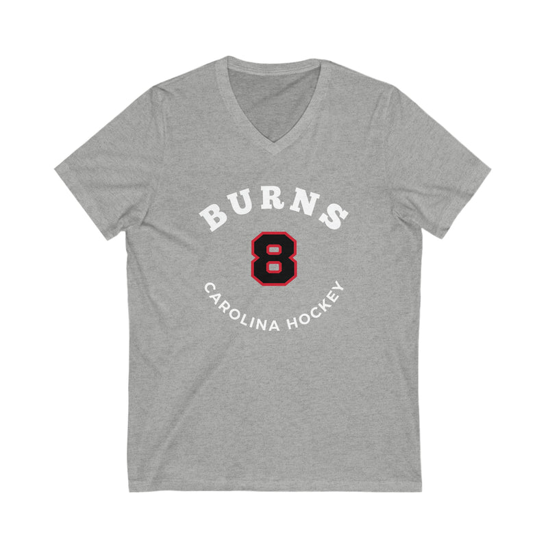Burns 8 Carolina Hockey Number Arch Design Unisex V-Neck Tee