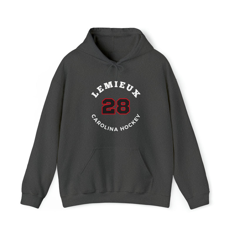 Lemieux 28 Carolina Hockey Number Arch Design Unisex Hooded Sweatshirt
