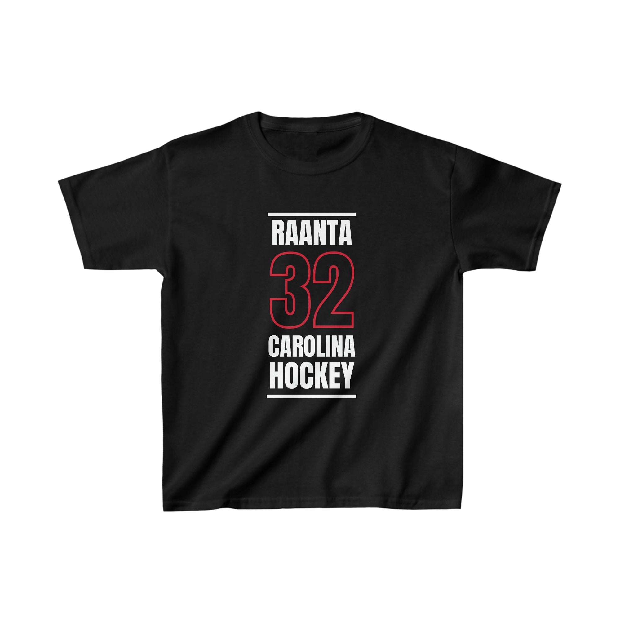 Raanta 32 Carolina Hockey Black Vertical Design Kids Tee