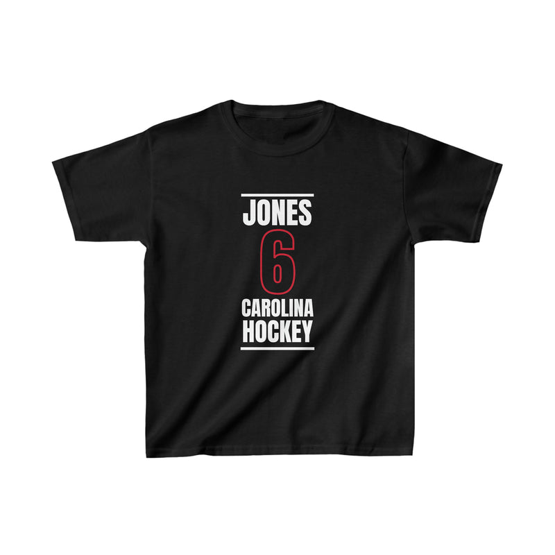 Jones 6 Carolina Hockey Black Vertical Design Kids Tee