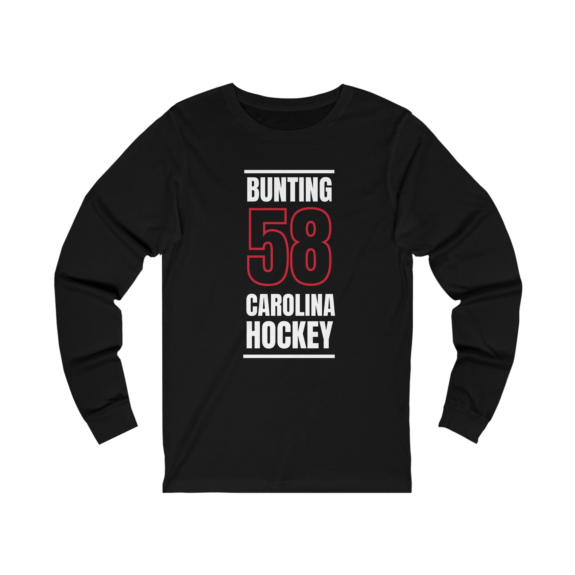 Bunting 58 Carolina Hockey Black Vertical Design Unisex Jersey Long Sleeve Shirt