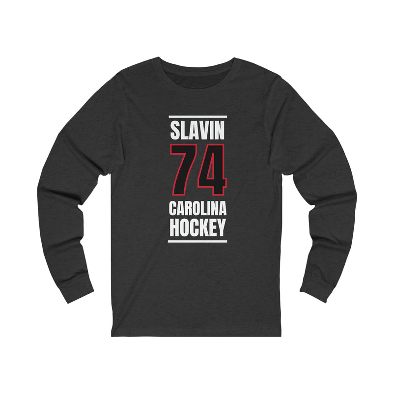 Slavin 74 Carolina Hockey Black Vertical Design Unisex Jersey Long Sleeve Shirt
